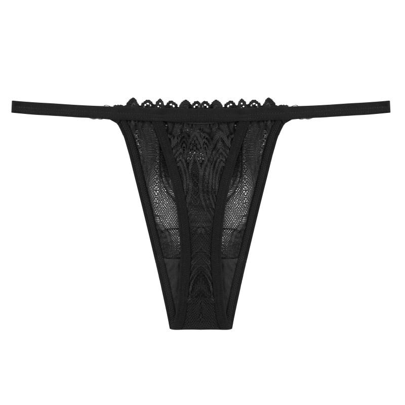 

FINETOO Женские сексуальные стринги из хлопка с металлическим кольцом и Т-образной спинкой, нижнее белье с низкой талией S чёрный