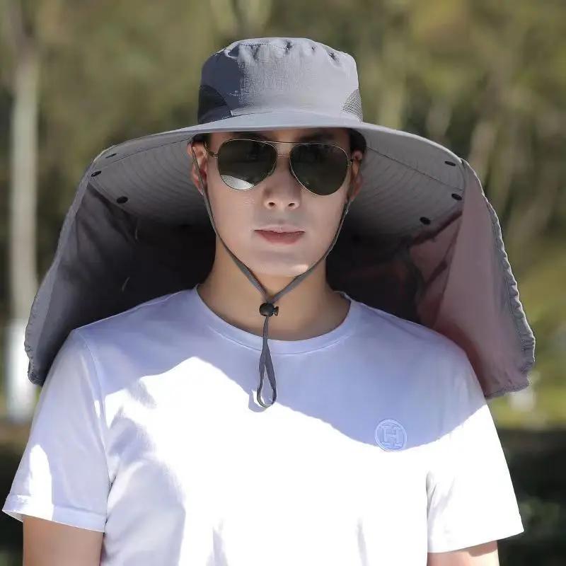 Hat Large Shawl Sunscreen Neck Protection Brim Sun Outdoor Leisure Mountaineering Fish Cap Men Waterproof Fisherman Big Amagi
