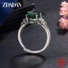 925 Silver Oval Emerald Adjuastable Ring for Women Fashion Jewelry