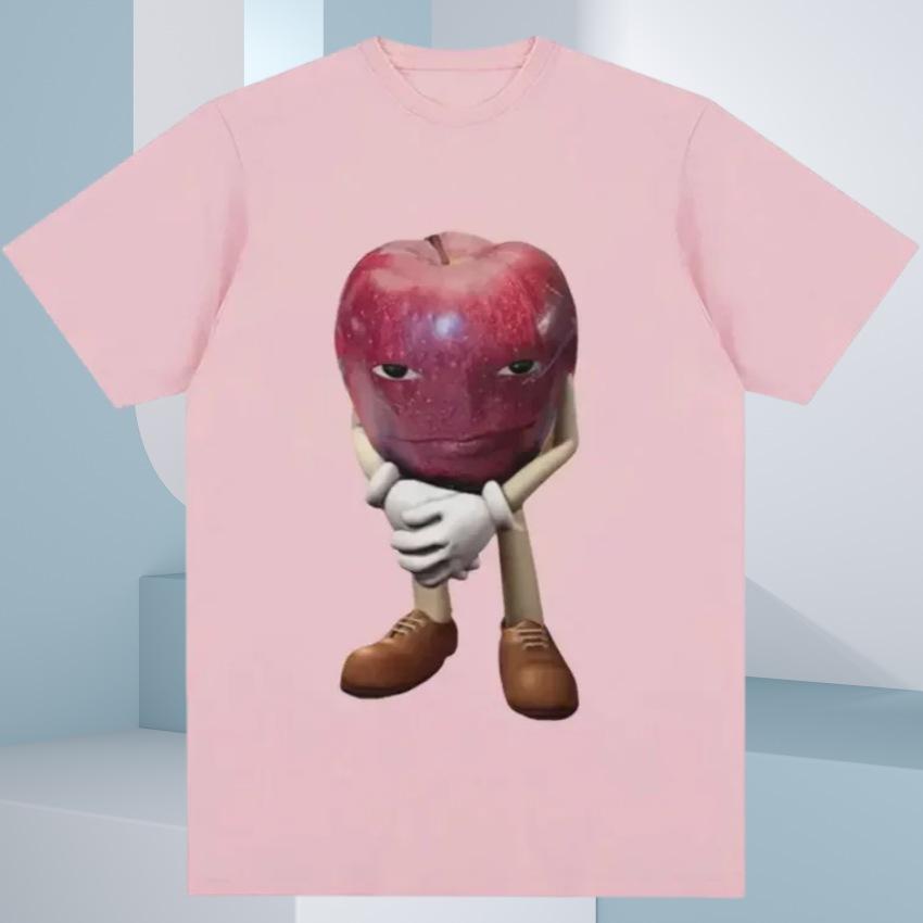 Lustig Ich Asf Apfel mit Gesicht Meme T-Shirt Unisex Mode Hochwertige T-Shirts Retro Lässig Kurzarm T-Shirt Tops