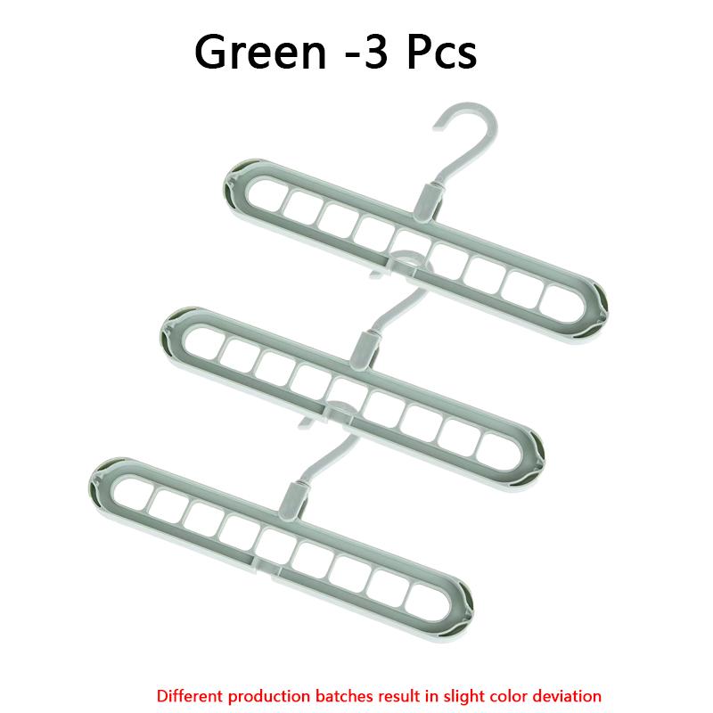 3Pcs 9-hole Clothes Hanger Organizer Space Saving Hanger Multi-function Folding Magic Hangers Drying Racks Scarf Clothes Storage