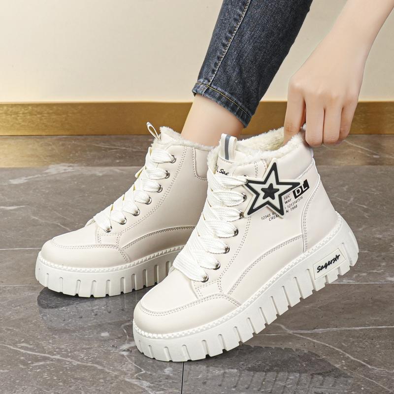 34-42 Kadın Kış Büyük Beden Moda Kalın Taban Ekstra Polar Yalıtımlı Pamuklu Botlar Kar Botları Yüksek Bilekli Pamuklu Ayakkabılar