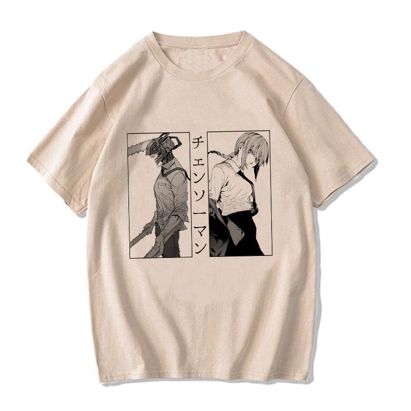 Chainsaw Unisex T Shirt Unisex EU Unisexga Cartoon Pochita Tshirt Japanese Anime Makima Harajuku Graphic Tees Clothing Tops Tshirt