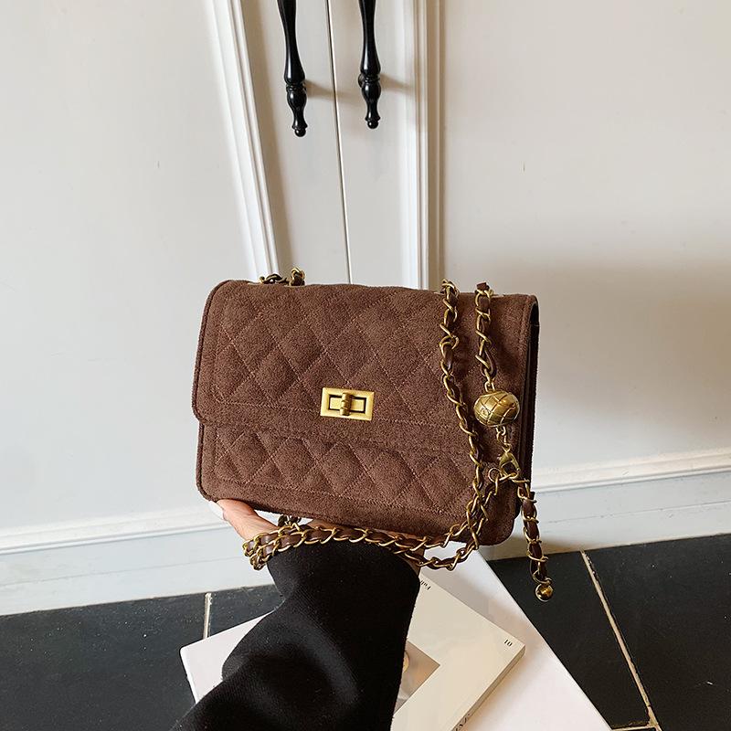 Premiumkedja liten fyrkantig väska dam höst och vinter ny mode diamant axelväska retro budbärarväska