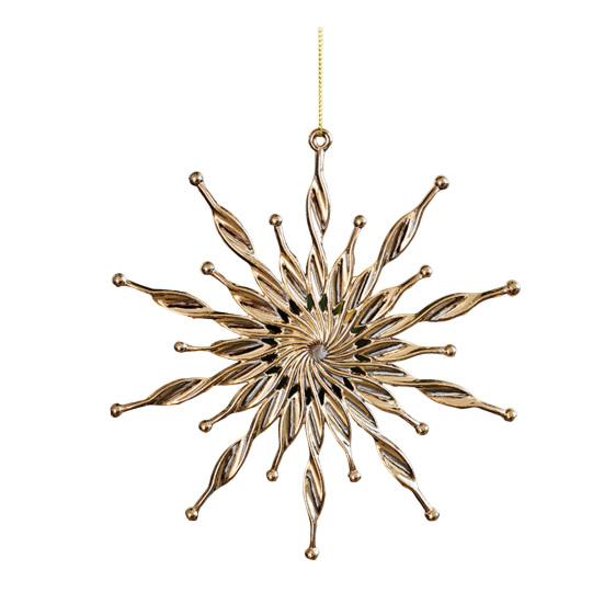 Christmas Ornaments Plastic Glitter Gold Snowflake/Reindeer/Angel Hanging Ornaments for Xmas Tree Winter Decoration
