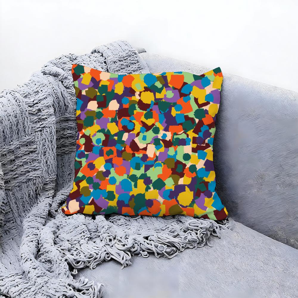 Abstract Colorful Pattern Cushion Cover Premium Comfort Reversible Pillow Cove -Two in One Design for Any Room & Car Interior