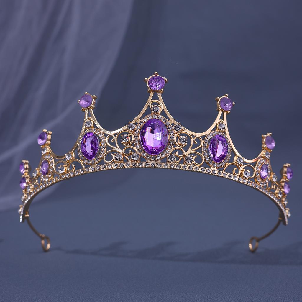 Retro Baroque Crown Tiara Alloy Rhinestone Princess Stage Performance Small Crown Accessories Bridal Jewelry