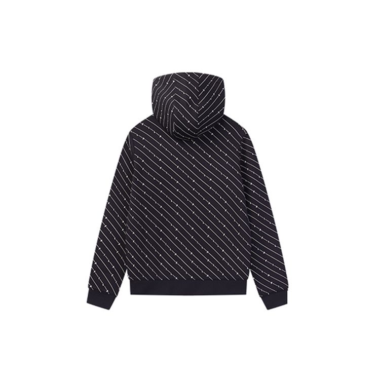 Fila Fleece Striped Print Casual Hoodie Women Hoodies Legendary-Blue F11W941204F-NV