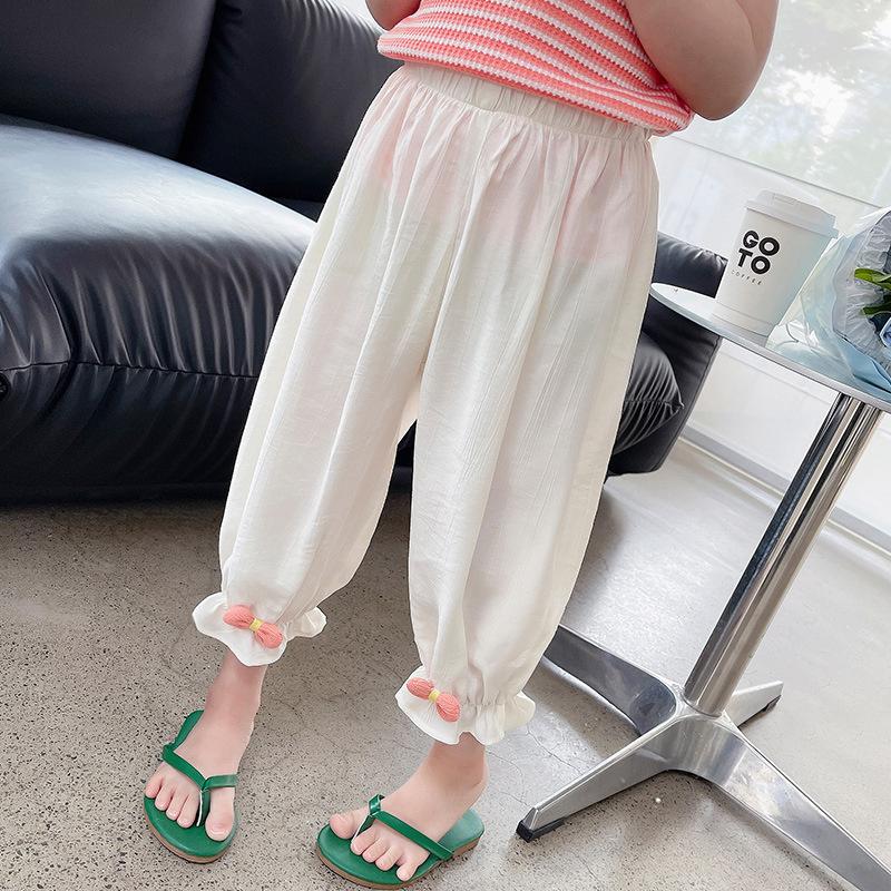 Girls Summer Ice Silk Capri Pants Breathable Anti Mosquito Korean