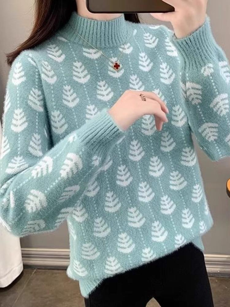 Hochgeschlossener Pullover aus Nerzimitat-Fleece für Herbst und Winter, neuer, verdickter, locker sitzender, warmer Strickpullover