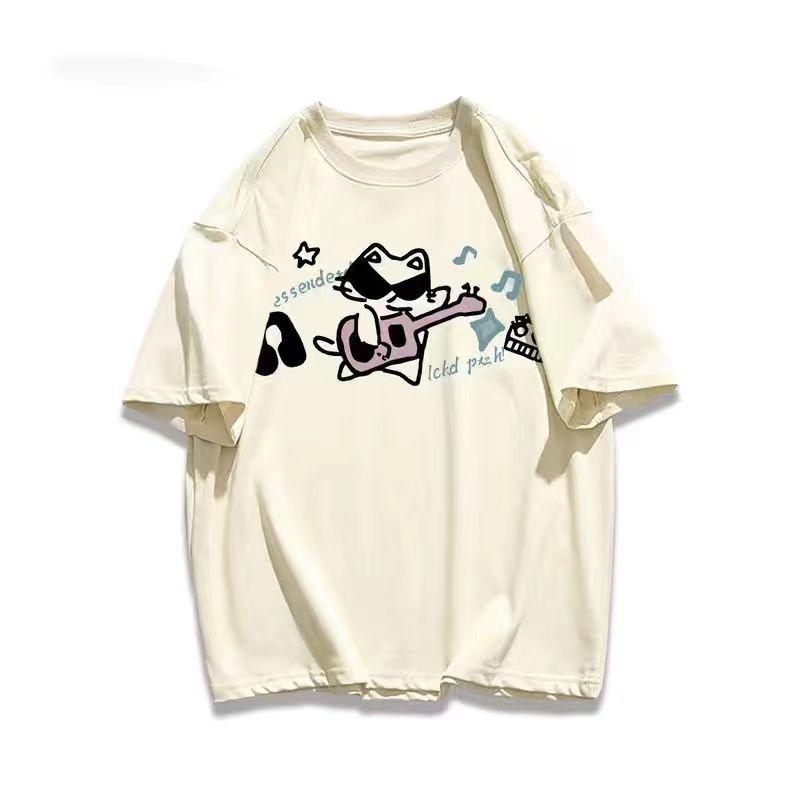 Hemd Mode Locker Baumwolle Oberteile Grafik T-Shirts Lässiges Oberteil Kurzarm T-Shirts Trend Niedlicher Stil Frauen Kurzarm