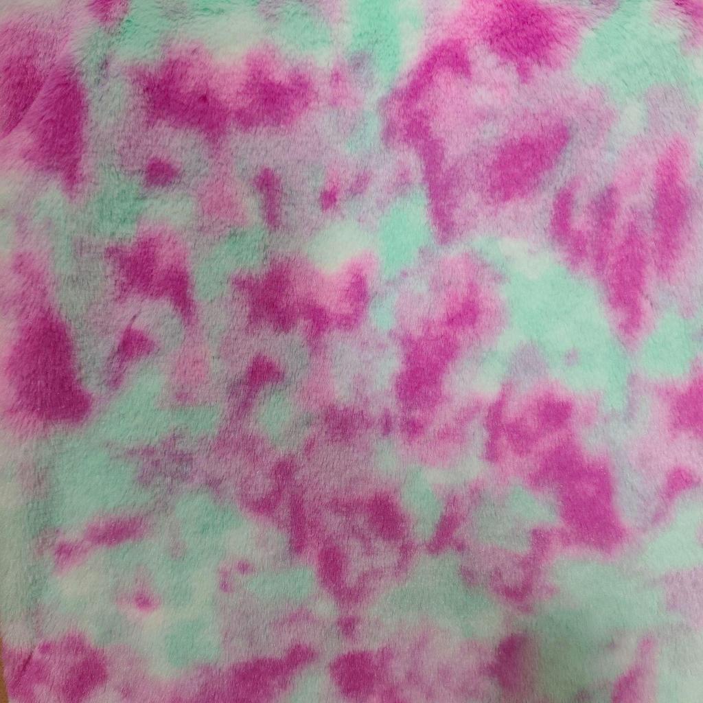 Colorful Tie-Dye Rabbit Fur Print Plush Fabric, 10mm - Ideal for Toy and Clothing Design