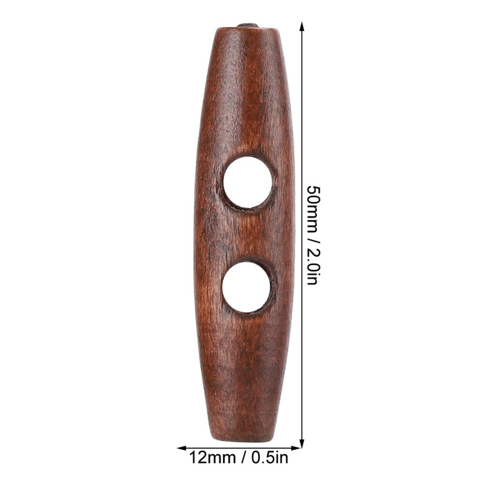 50Pcs Dark Coffee Wood Toggle Buttons Olive Shape Sewing Buttons 2 Holes Buttons DIY Clothing