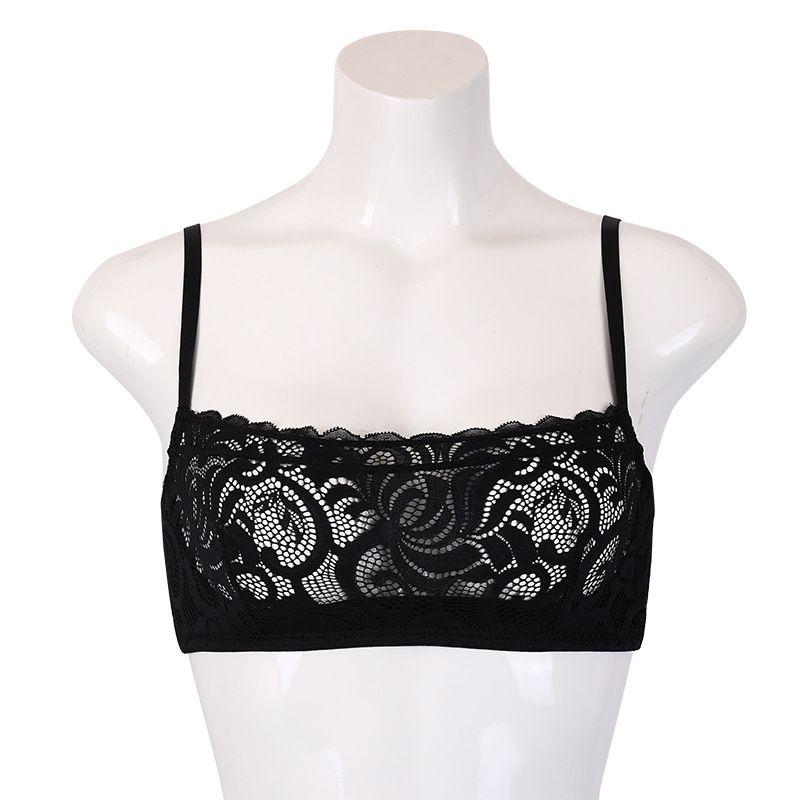 

European and American Women Bra Strap Cotton Pad Pure Desire Style Wrap-around Underwear Anti-exposure Tube Top Thin Beauty Back Bra Black XL