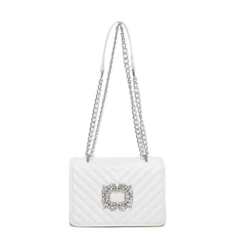Trendy Street Style Pu Shoulder Bag 2024 Summer Solid Color With Rhinestones Chic