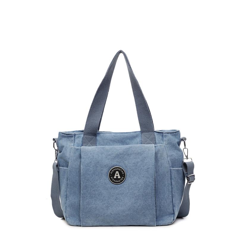 

Джинсовая сумка Женская сумка через плечо Сумка-тоут большой вместимости Сумка кроссбоди светло-синий