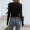 Autumn and Winter Y2K Tops Women's Temperament Slim Solid Colour Round Neck Long Sleeve T-shirt