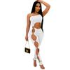 Fashion Sexy Cut Out Jumpsuit Women Spring Off-shoulder Side High Split Skinny Club Outfits Female Bodysuit Y2k Clothes 25427