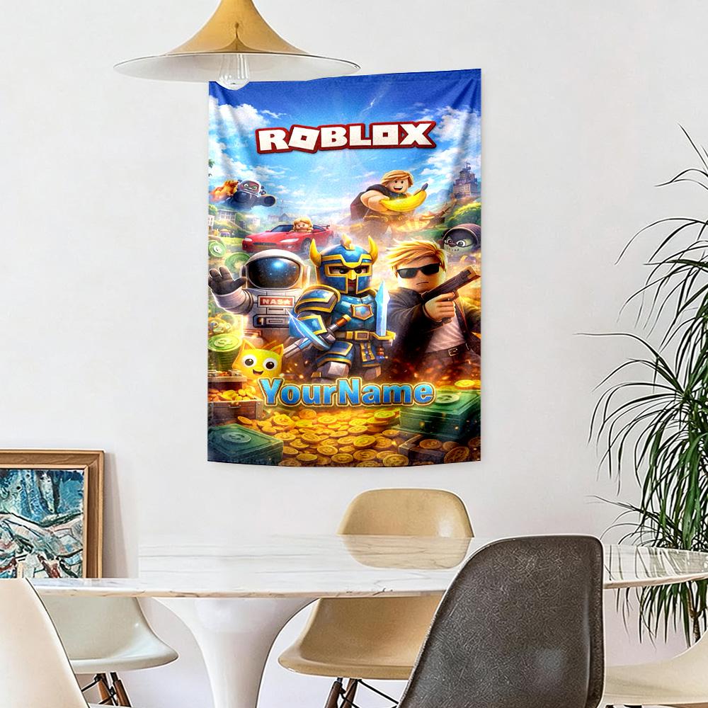Roblox Personalizzato Il Tuo Nome Decorazione Murale Arazzo Artistico Per Memoriale di Animali Domestici Compleanno Festa Nuziale Sfondo Regalo di Famiglia