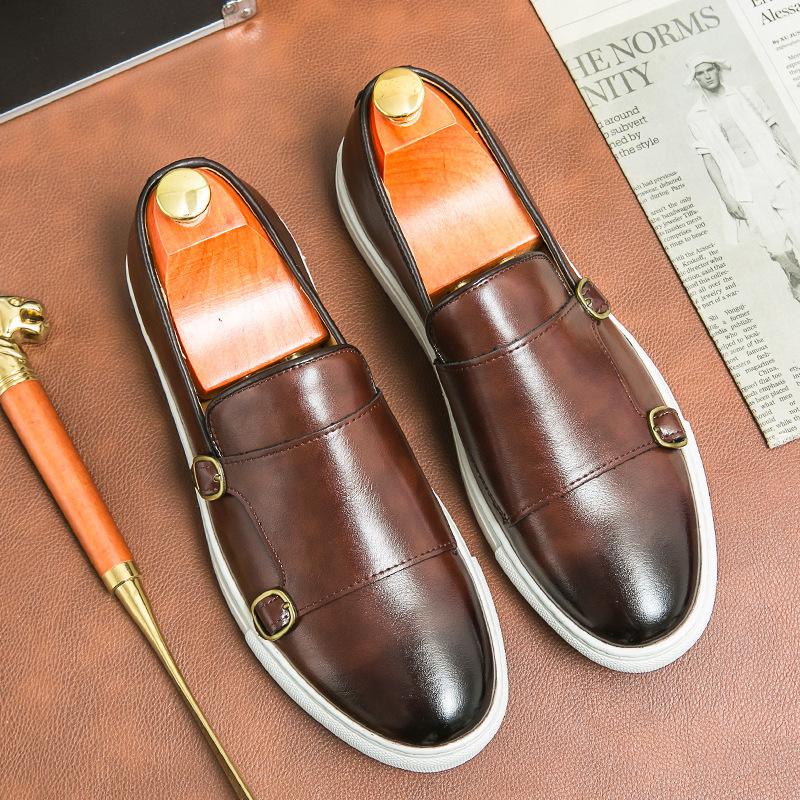 

2024 summer and autumn new large size men s leather shoes fashion business casual board shoes versatile British style shoes 46 коричневий