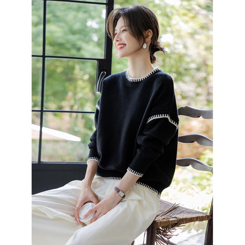 Mokana Women's Color-block Round Neck Knit Sweater