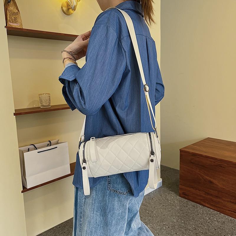 Rhombus indentation temperament simple small fresh shoulder messenger bag spring and summer cylinder bag fashion