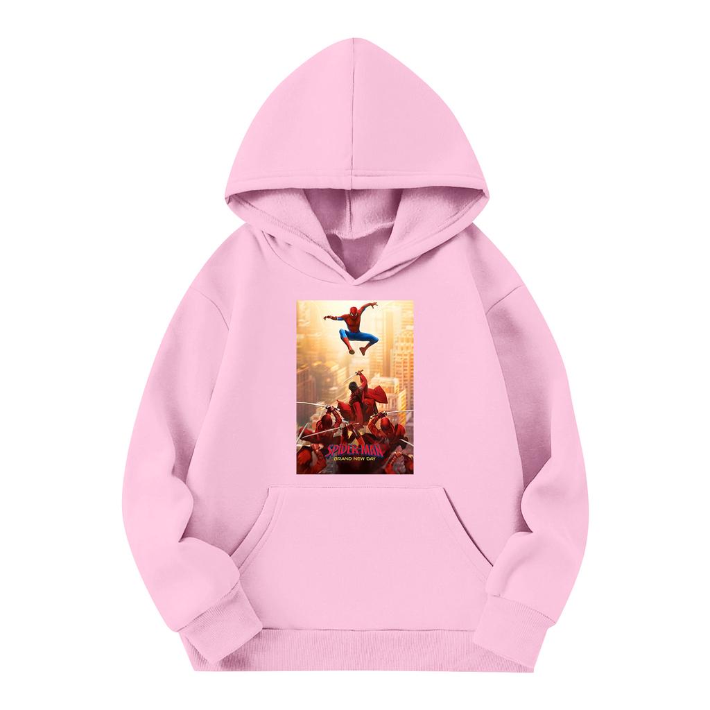 Kids Long Sleeve Pullover Hoodie with Loose Fit Letter Print and Pockets