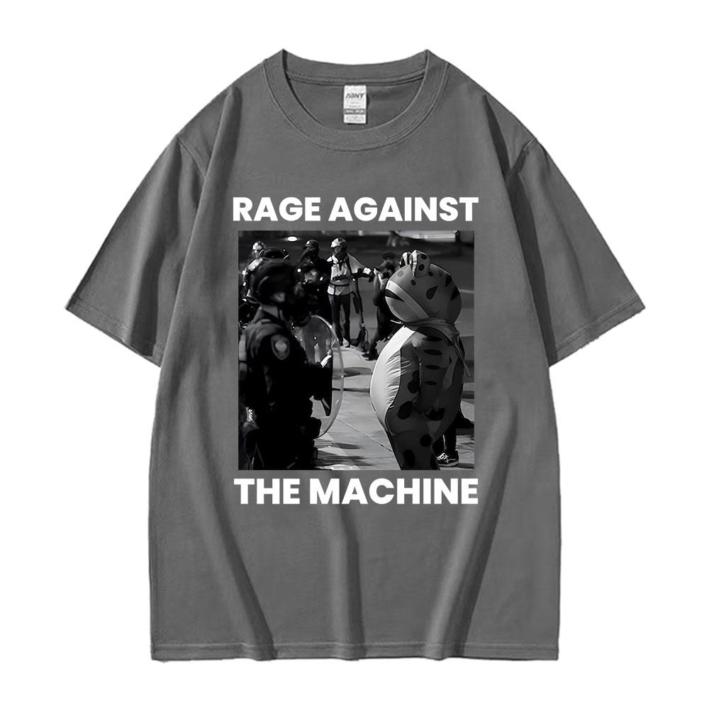 Funny Rage Against The Machine Protest Frog Meme T Shirts Men Women Clothing 100 Cotton Summer High Quality Tshirts Streetwear