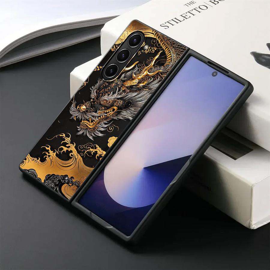 Dragon Pattern Case for Samsung Galaxy ZFold3 Z Fold 7 6 5 4 3 ZFold7 ZFold4 ZFold6 ZFold5 Back Phone Cover