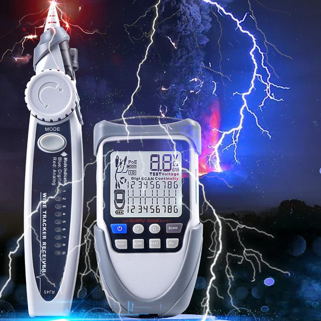 Cable Tester POE Tester Network Cable Tester LCD Digital Analog Multifunction POE Wire Line Finder with Bag Wire