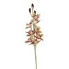 Gelber Künstlicher Cymbidium-Orchideenstiel, Kunstorchidee mit Blüten & Knospen, Kunstblume für Heimvasendekor