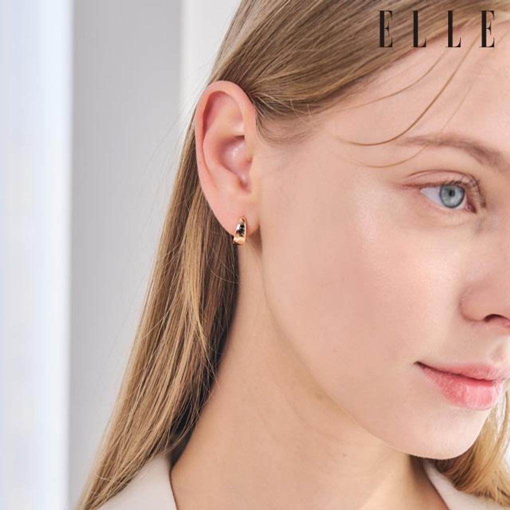 [ELLE Jewelry] 14K Daily One-Touch Ring Earrings (Gold Plated) ELGPEE487