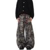 Jeans Cargo Unisex Vestibilità Rilassata Con Stampa Mimetica Strappati Gamba Larga Denim Streetwear