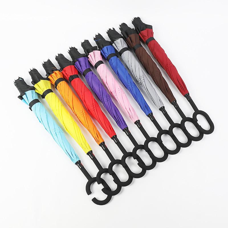 Double-Layer C-Shaped Reverse Umbrella, Extra-Large, Long-Handled for Two People, Custom Logo, For All Weather, Car-Mounted, Advertising Umbrella