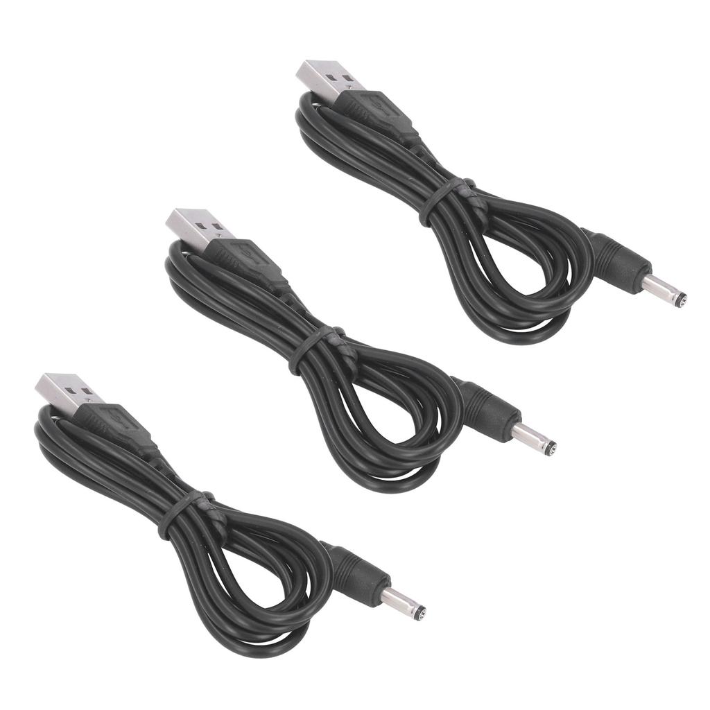 3Pcs USB Power Cord 3.5x1.35mm Jack Charging Cable Wire Line DC 5V for Fan Phone Speaker