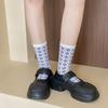 Socks Women'S Retro College Style Women'S Socks Autumn And Winter British Rhombus Cotton Socks Japanese Versatile Medium Tube Tide Socks Literary