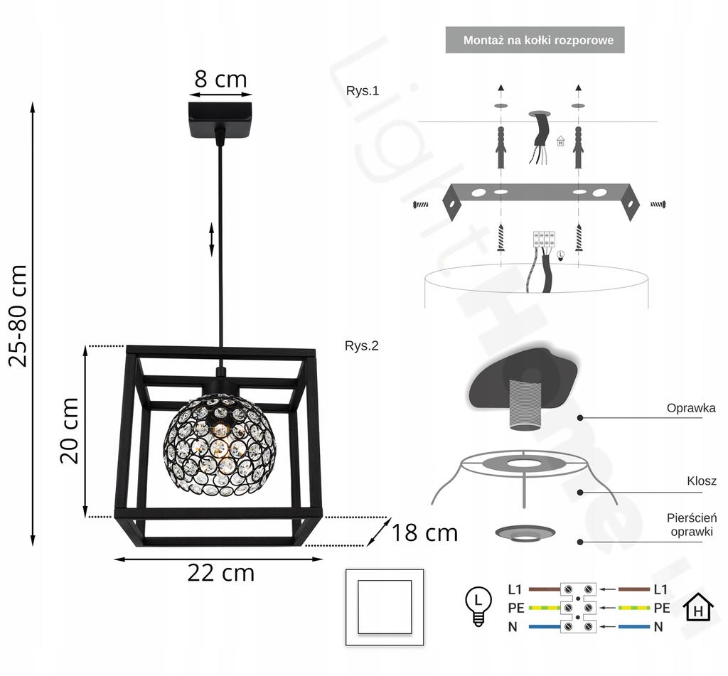 HANGING LAMP CAGE ELEGANT GLASS BALL