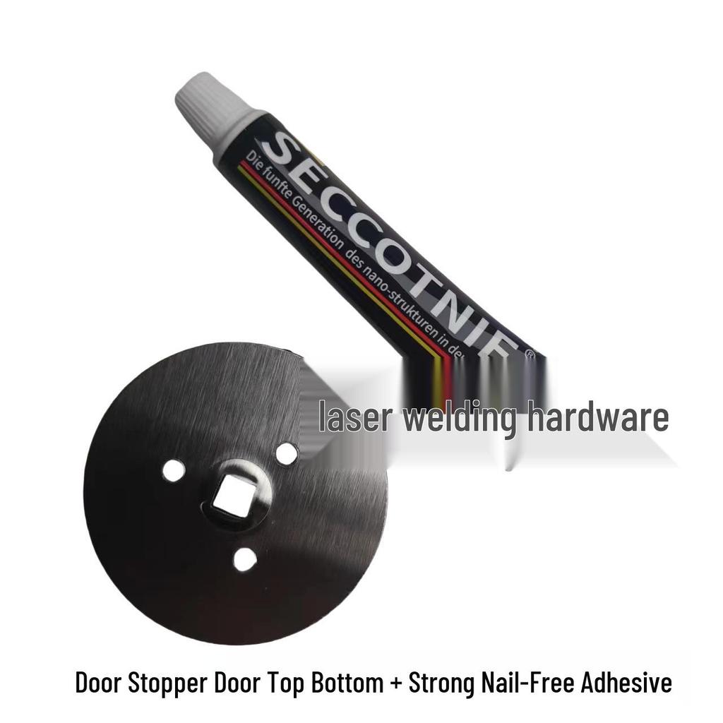 Stainless Steel No-Drill Rubber Door Stopper with Thickened Large Engineering Spring