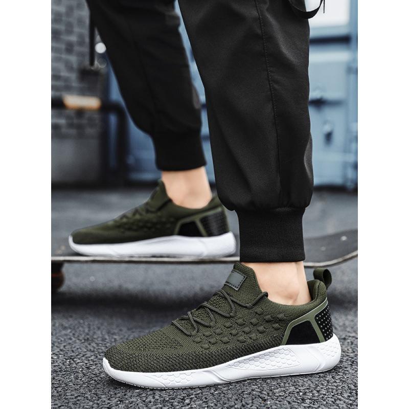 

Autumn new trend fashion casual shoes lightweight fly-woven mesh running sports shoes men and women the same style 46 армия зеленый