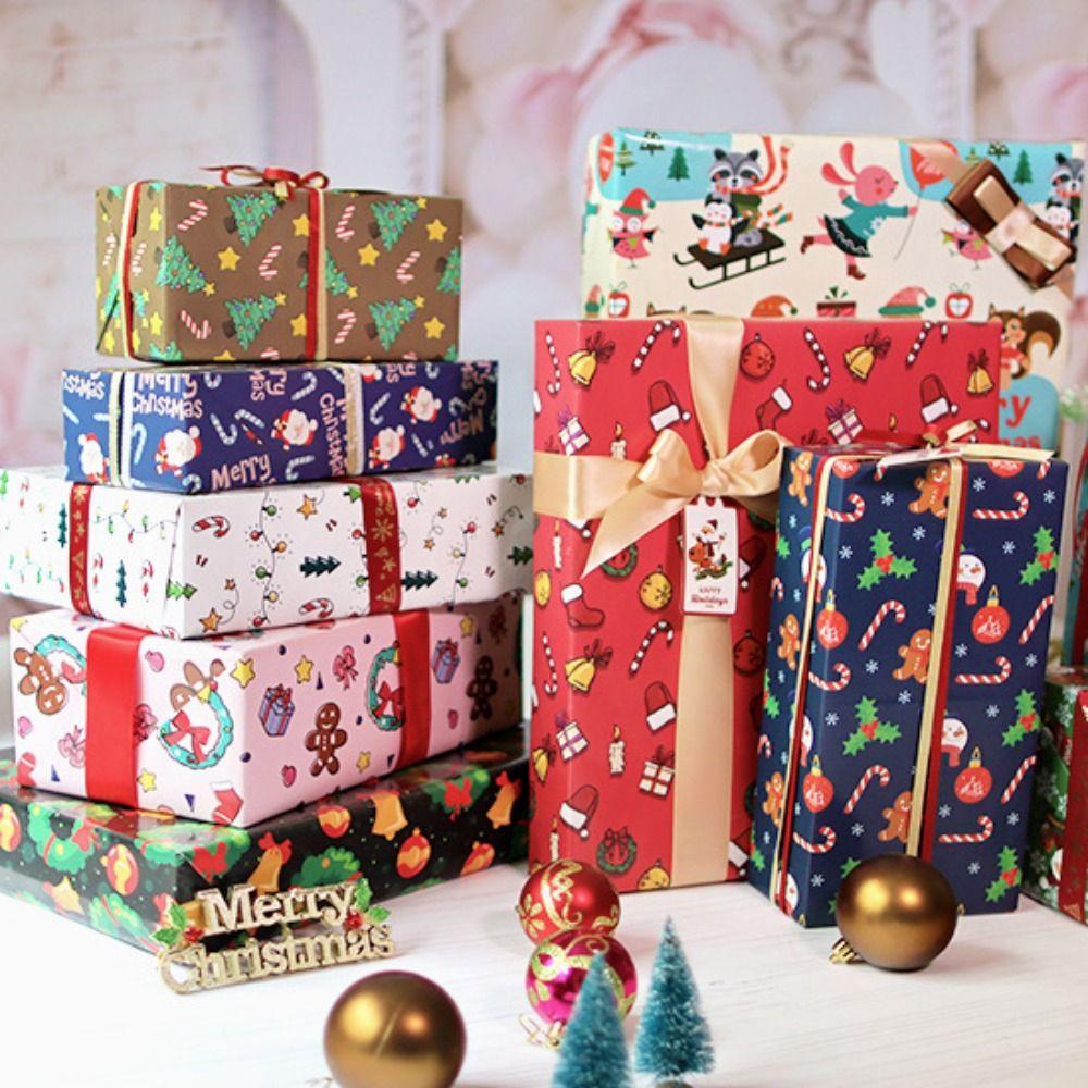 Art Paper Christmas Gift Wrapping Paper 10 Sheets Holiday Decoration Paper  Packaging
