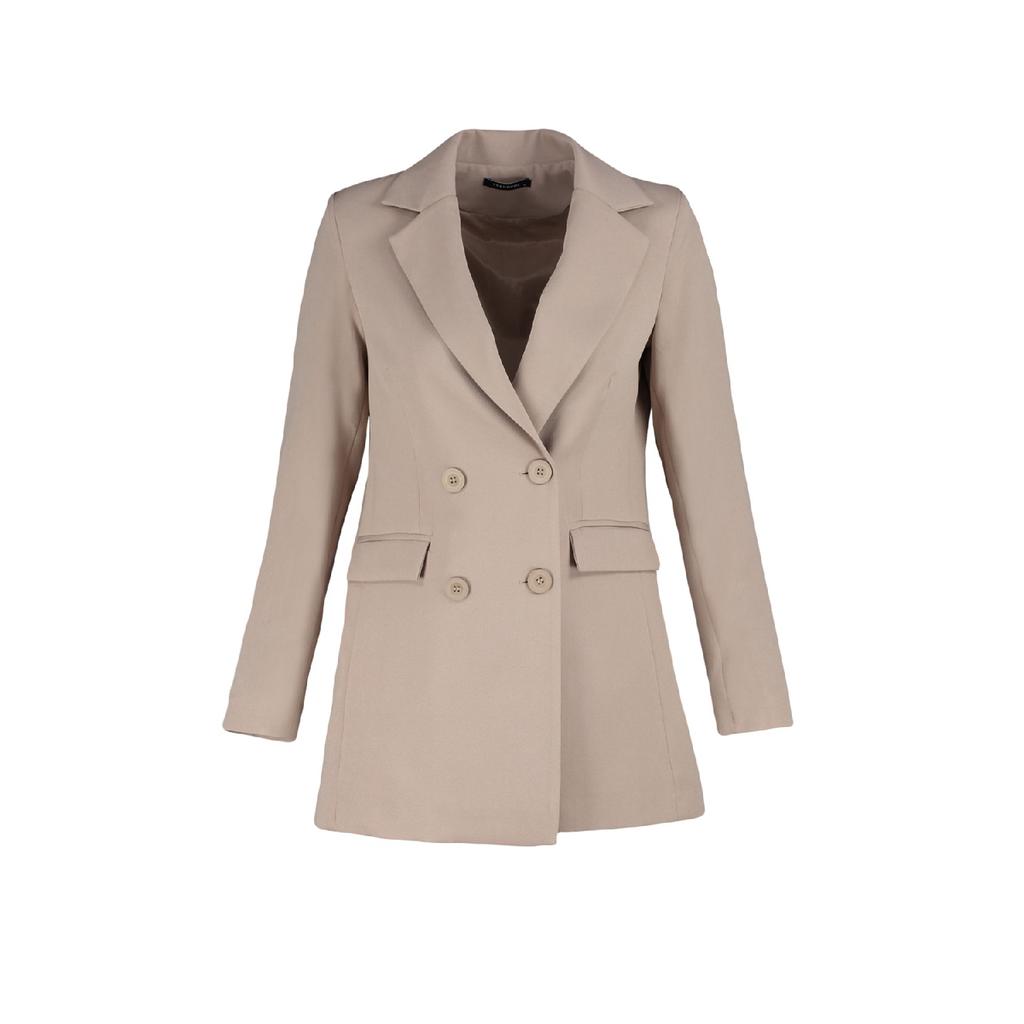 Jachetă din nurcă cu dublu nasturi, cu buzunare, căptușită, țesută Tctss22ce025