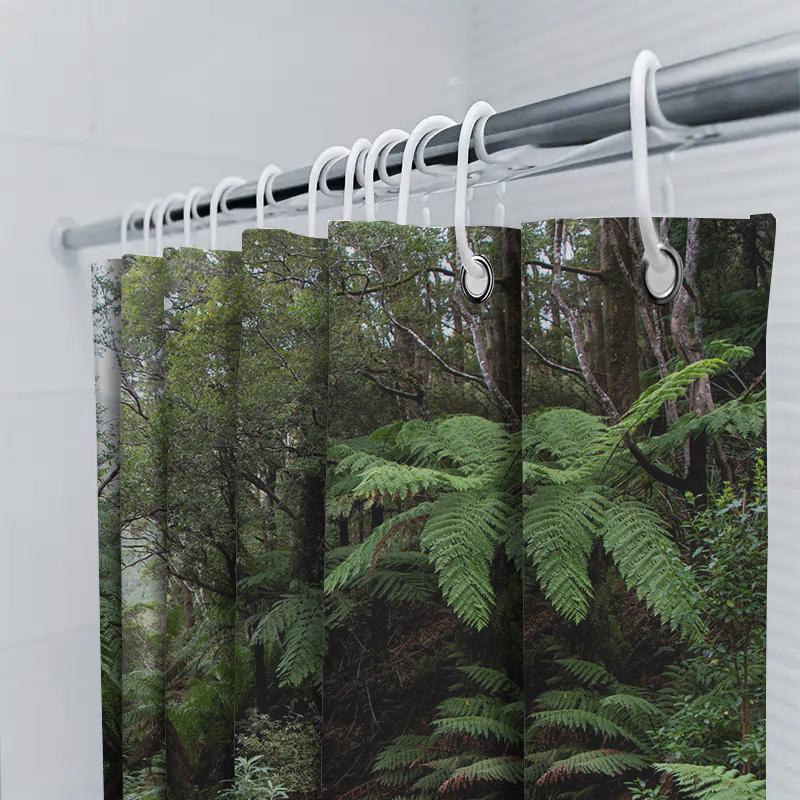 Regenwaldgrün Duschvorhang Moderne Badezimmerdeko für den Heimbadebereich Wasserdichter Stoff Größe Anpassbar