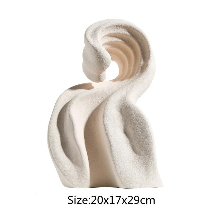 Ceramic Ornaments Abstract Hollow Curl Sculpture Modern Porcelain Artifact Decorative Figurines Room Decoration Accessories