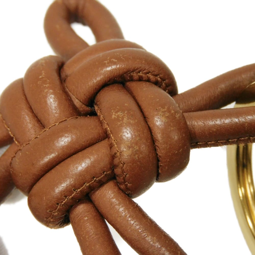 Used 11897 Triangle Key Ring 619100 V0050 2650 7950 Current Logo Ring Charm Intrecciato Brown Unisex from Japan