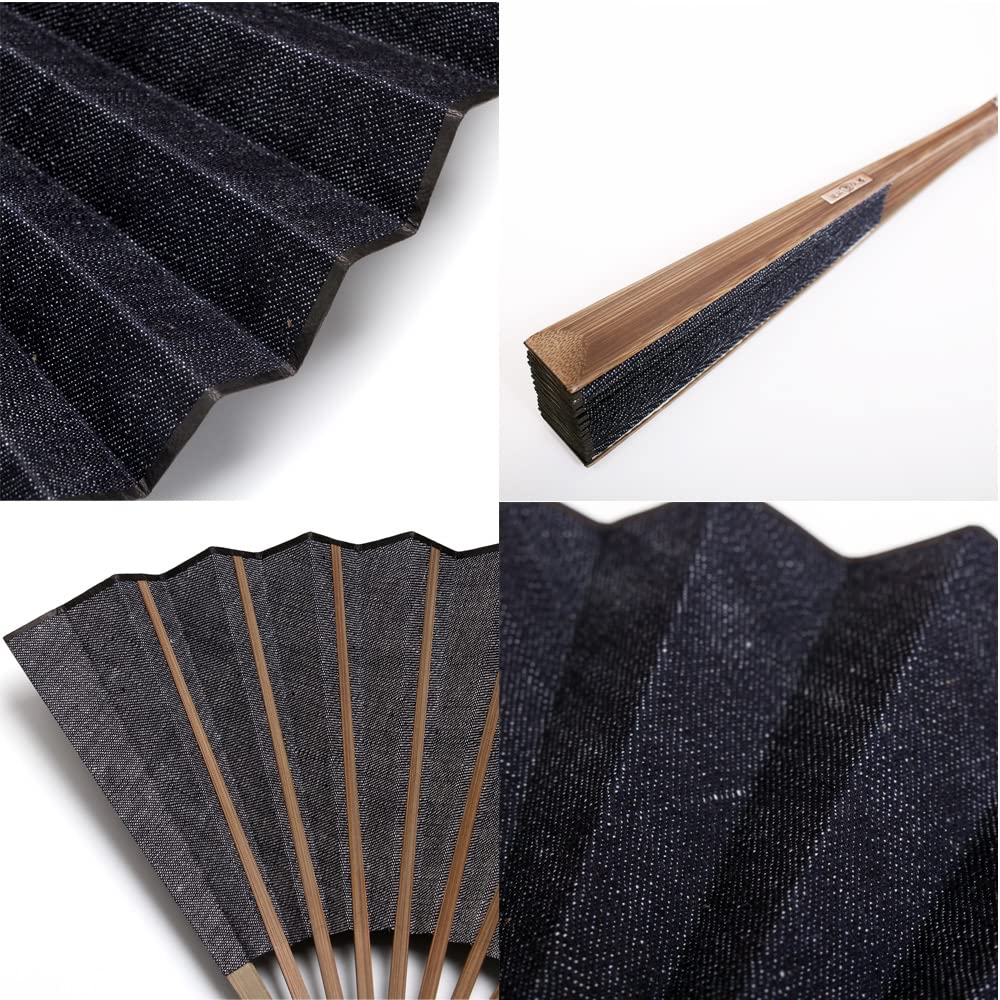 Denim Okayama Made in High Quality Cloth Nishikawa Shoroku Wrapped [Ginyanma] Men's Fan, Denim, Japan, Fan, Men's, Unisex, Shoten,
