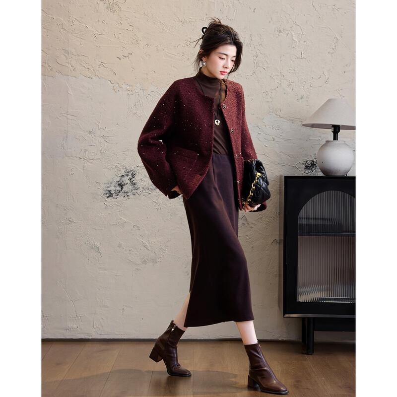 Demana Women's Luxurious Merino Wool Double-Faced Winter Coat