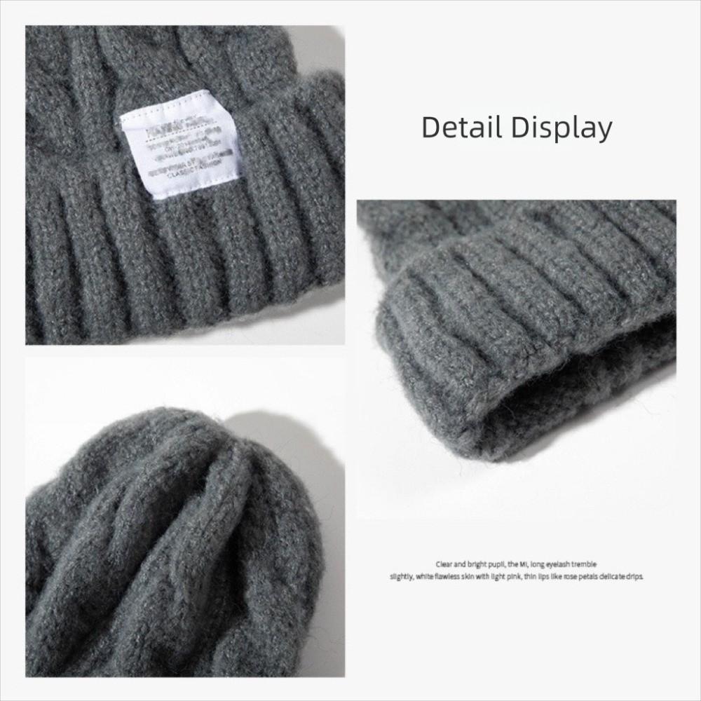 Solid Color Beanie Hat Elastic Winter Bomber Cap Unisex Knitted Woolen Cap Winter