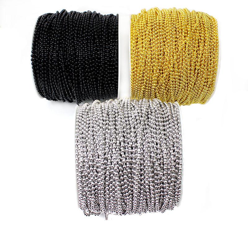 3-5Meter 2.4mm Ball Chain with 20Pcs Clasp Stainless Steel Bulk Ball Bead Chains For DIY Necklaces Jewelry Making Accessories