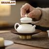 110ml Boutique Sheep Fat Jade White Porcelain Teapot Elegant Officer Hat Pot Tea Brewing Kettle with Strainer Cha Supplies Gift