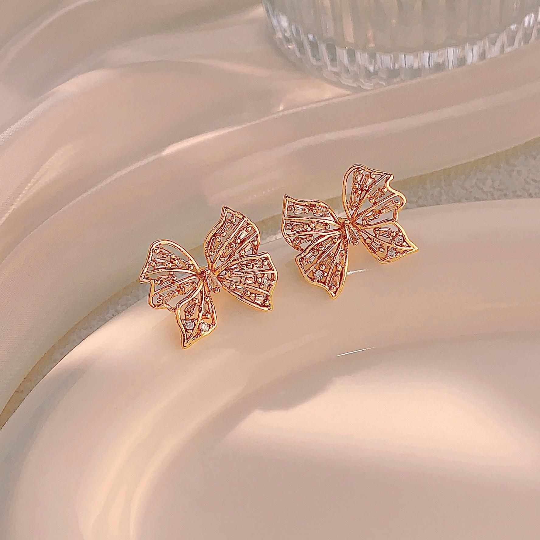 925 Silver Zircon Bow Stud Earrings: Luxury, Fashionable & Versatile for Spring/Summer